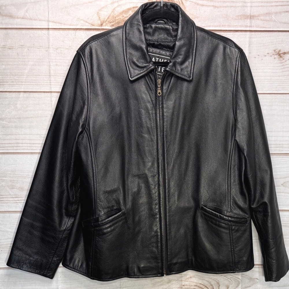 Leather‎ Limited Black Leather Zip Front Jacket XL Thermolite Quilted Lining